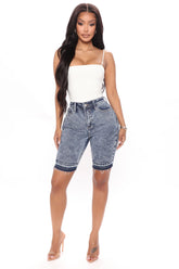 Make It Happen Denim Bermuda Shorts - Acid Wash Blue Ins Street